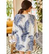 ASVE MALL KADIN palmiye desen viskon güpürlü kimono lacivert KMN1516LACİ