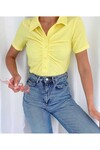 Asve Mall Önü Düğmeli Gömlek Yaka Bluz
