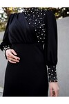 Asve Mall Siyah İnci Detaylı Özel Gün Elbisesi